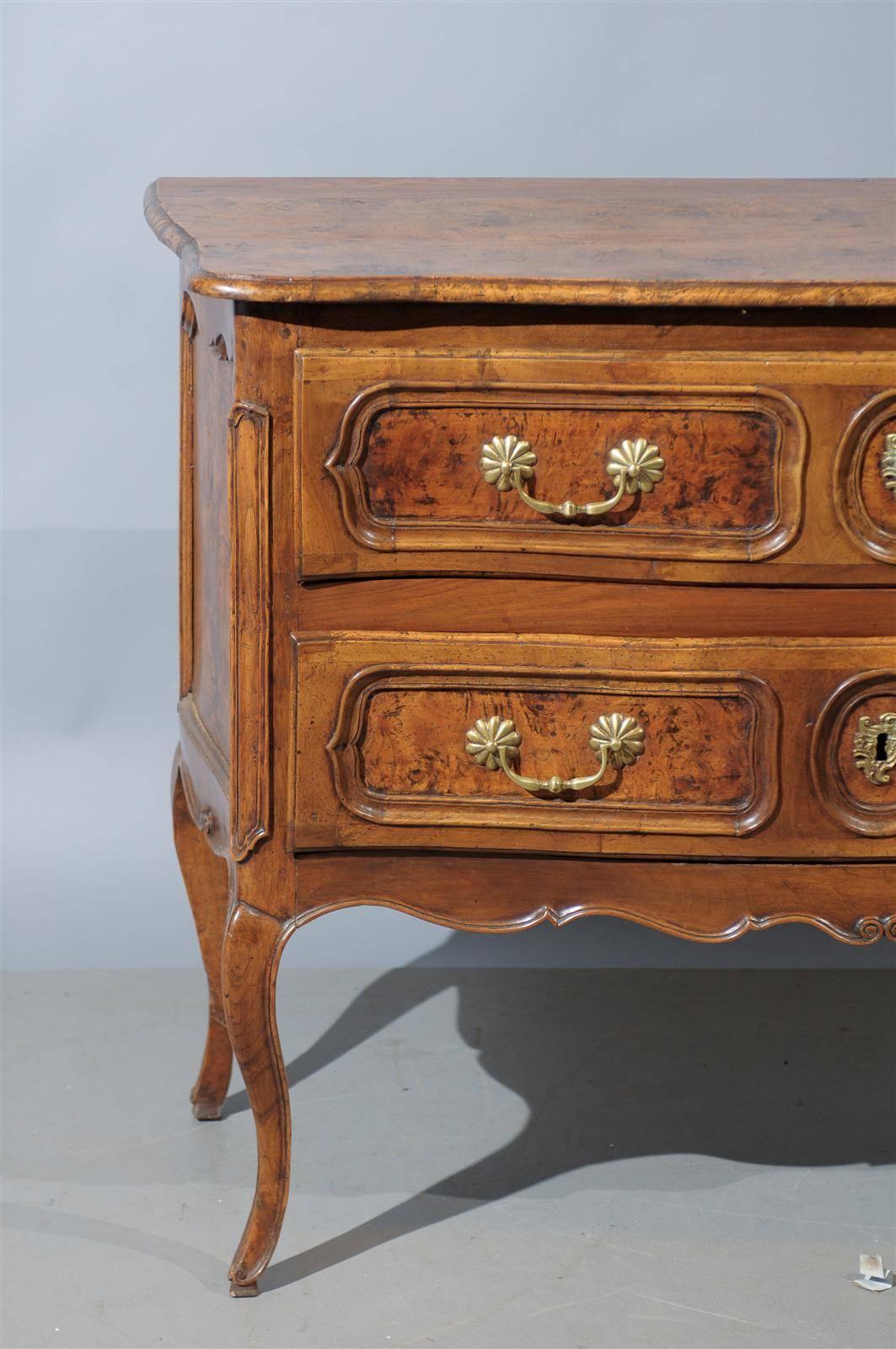18th Century French Louis XV Walnut Two-Drawer Commode 1