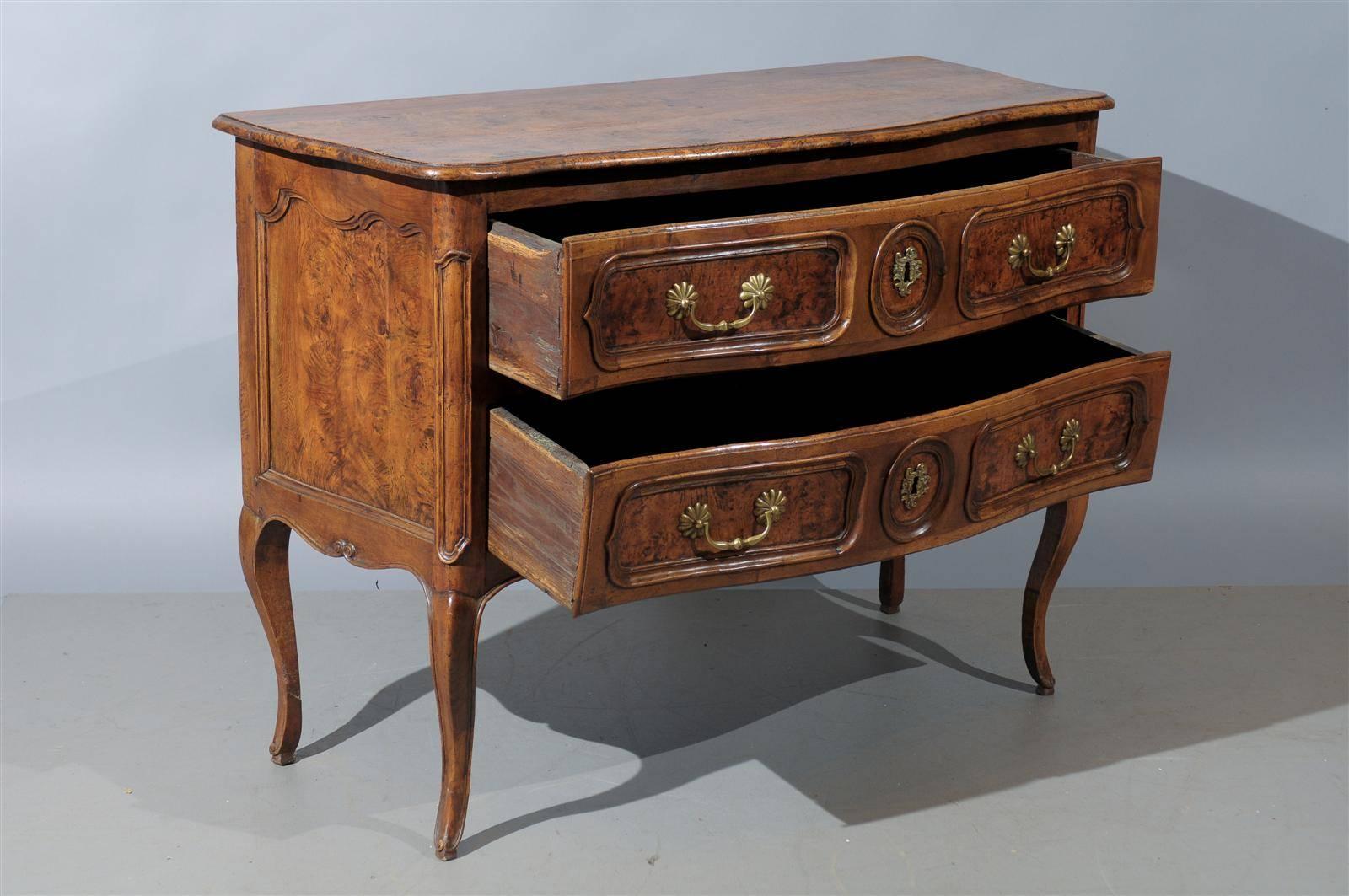 18th Century French Louis XV Walnut Two-Drawer Commode 2
