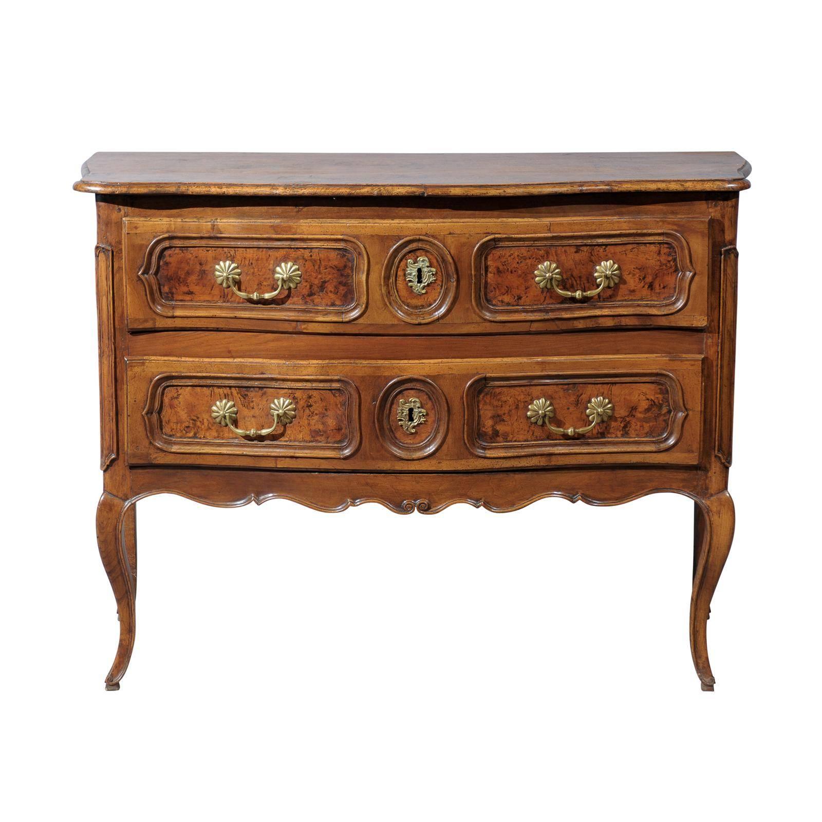 18th Century French Louis XV Walnut Two-Drawer Commode