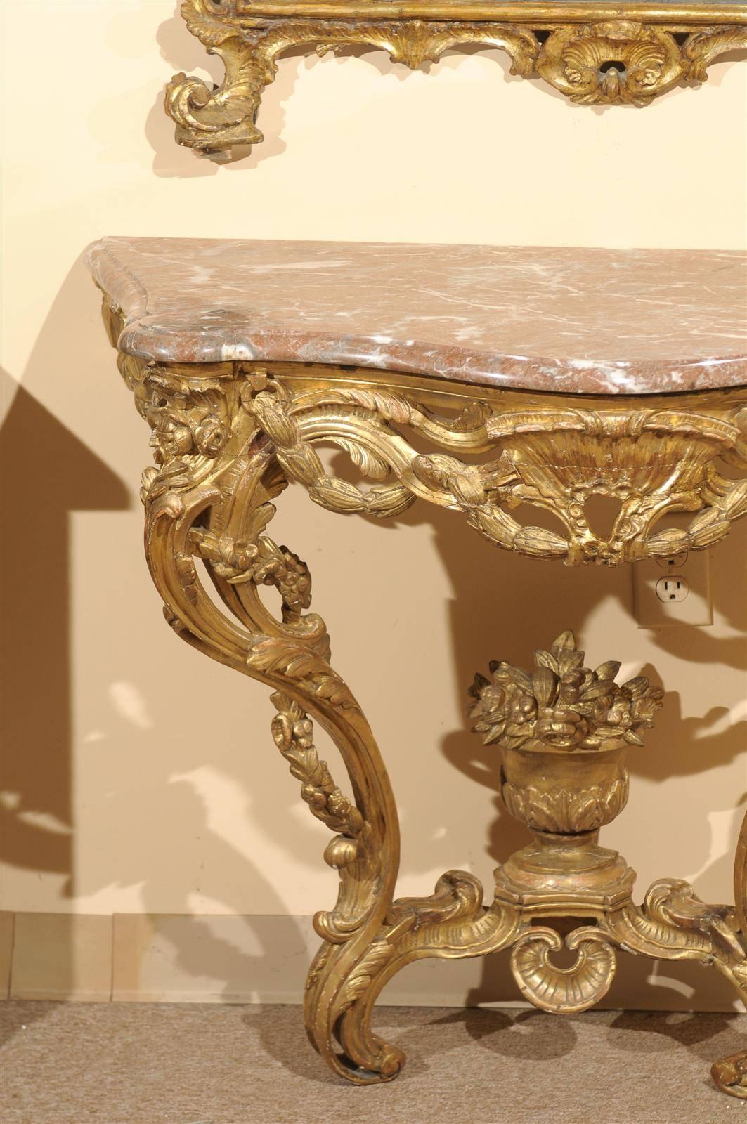 18th Century French Louis XV Giltwood Console 5