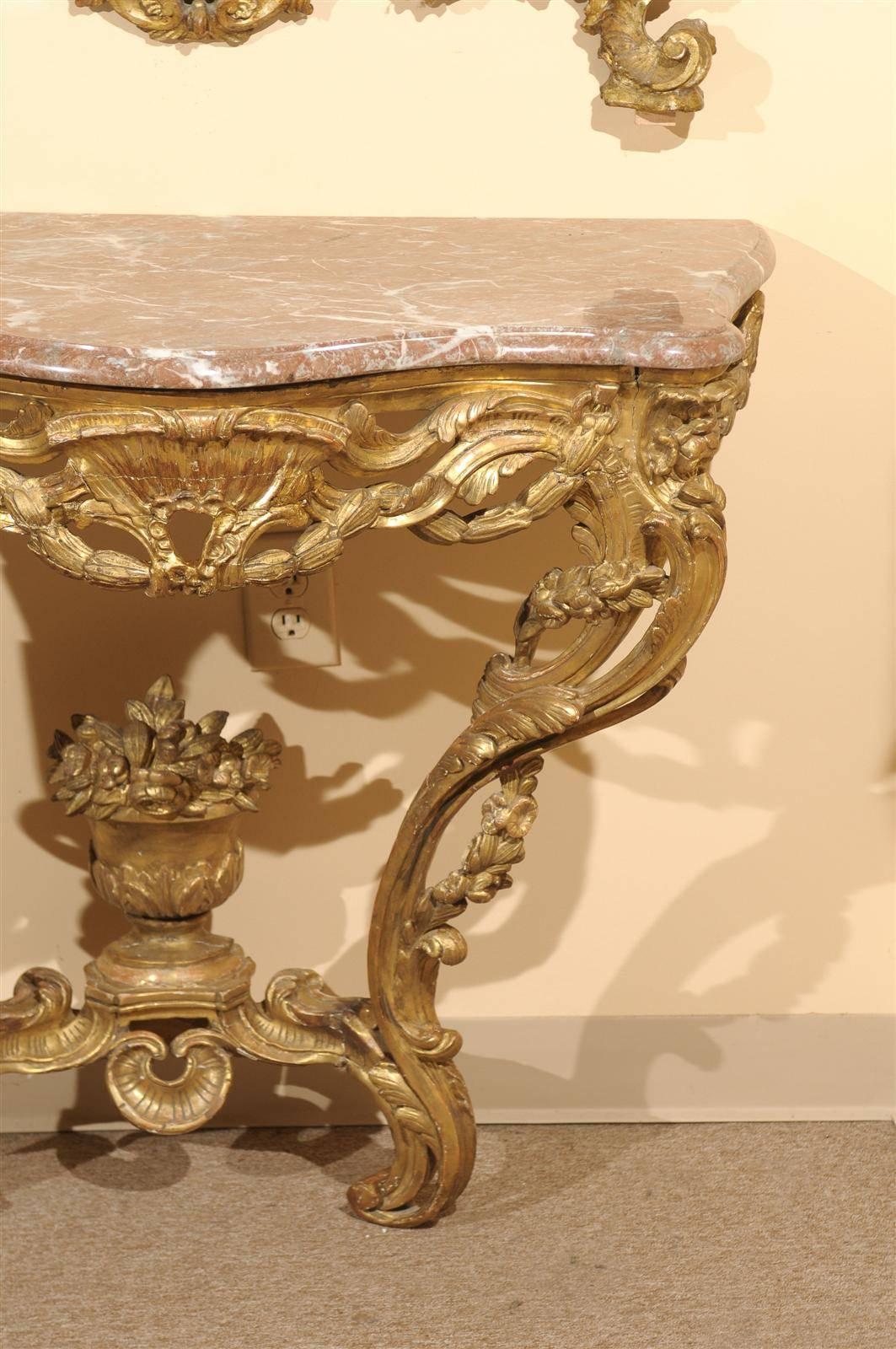 18th Century French Louis XV Giltwood Console 1
