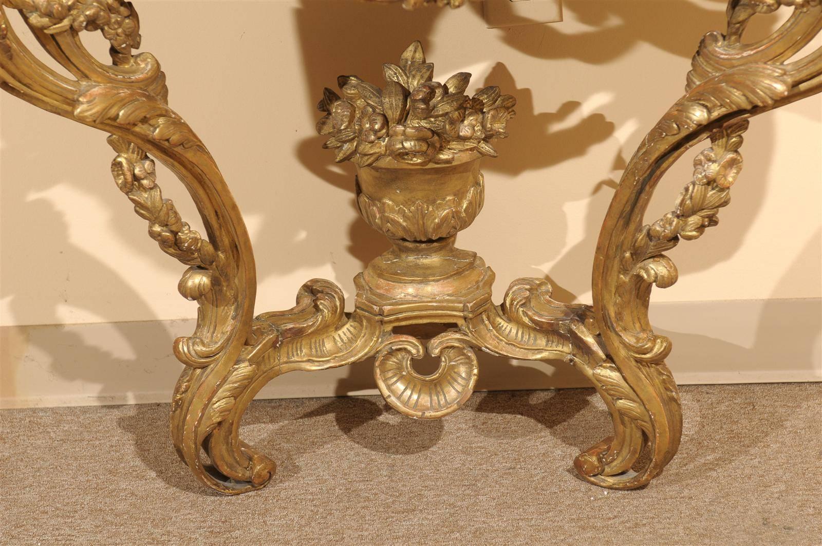 18th Century French Louis XV Giltwood Console 3