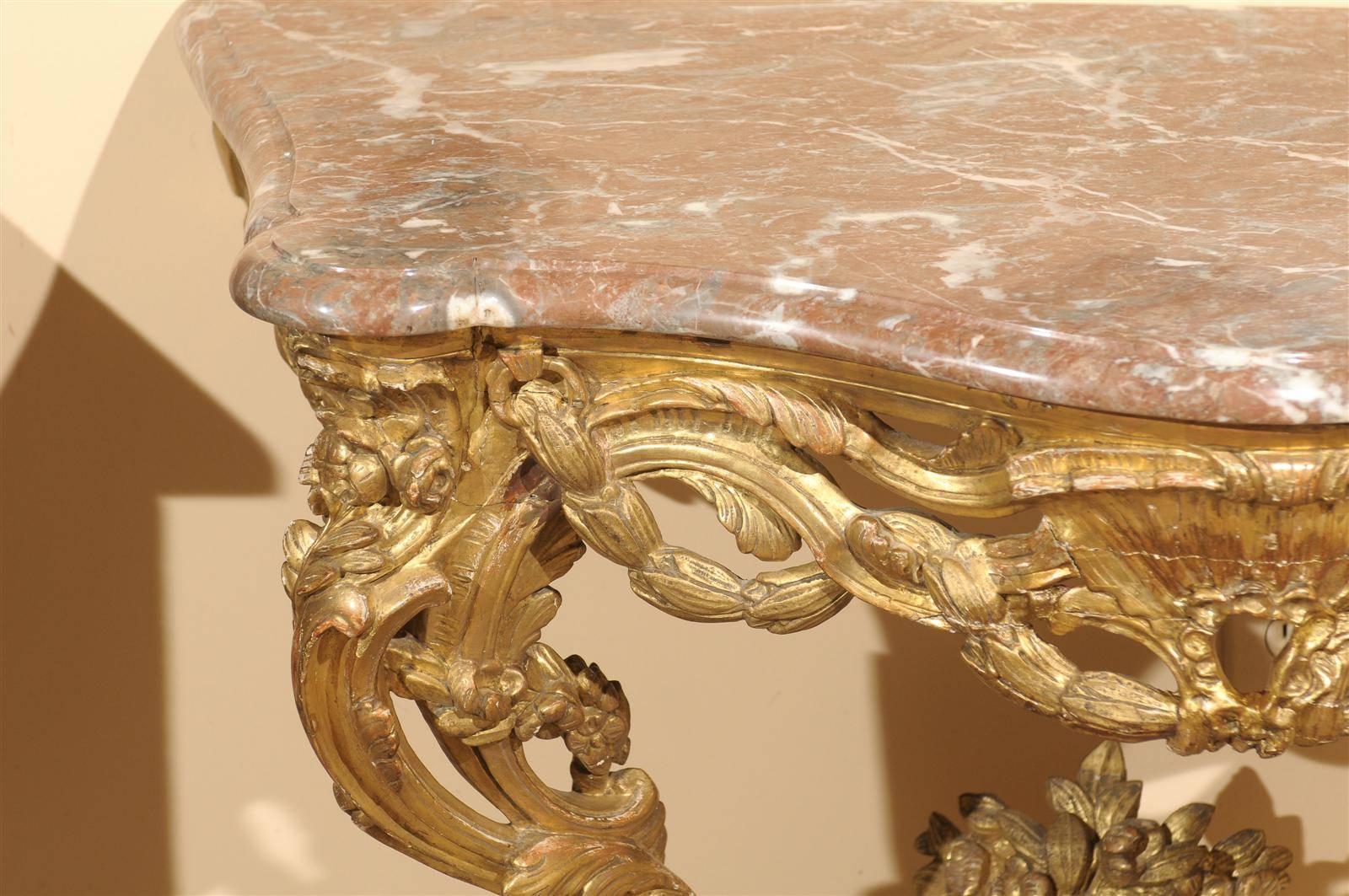 18th Century French Louis XV Giltwood Console 2