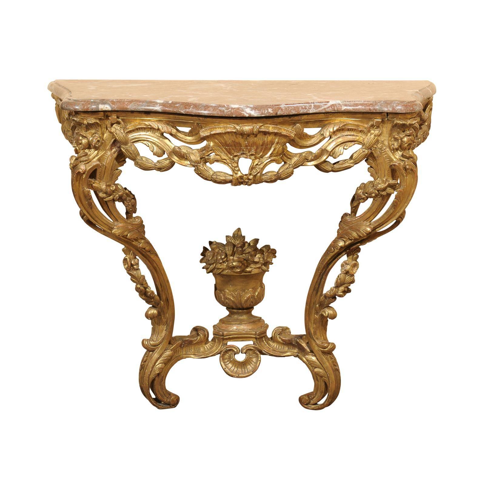 18th Century French Louis XV Giltwood Console
