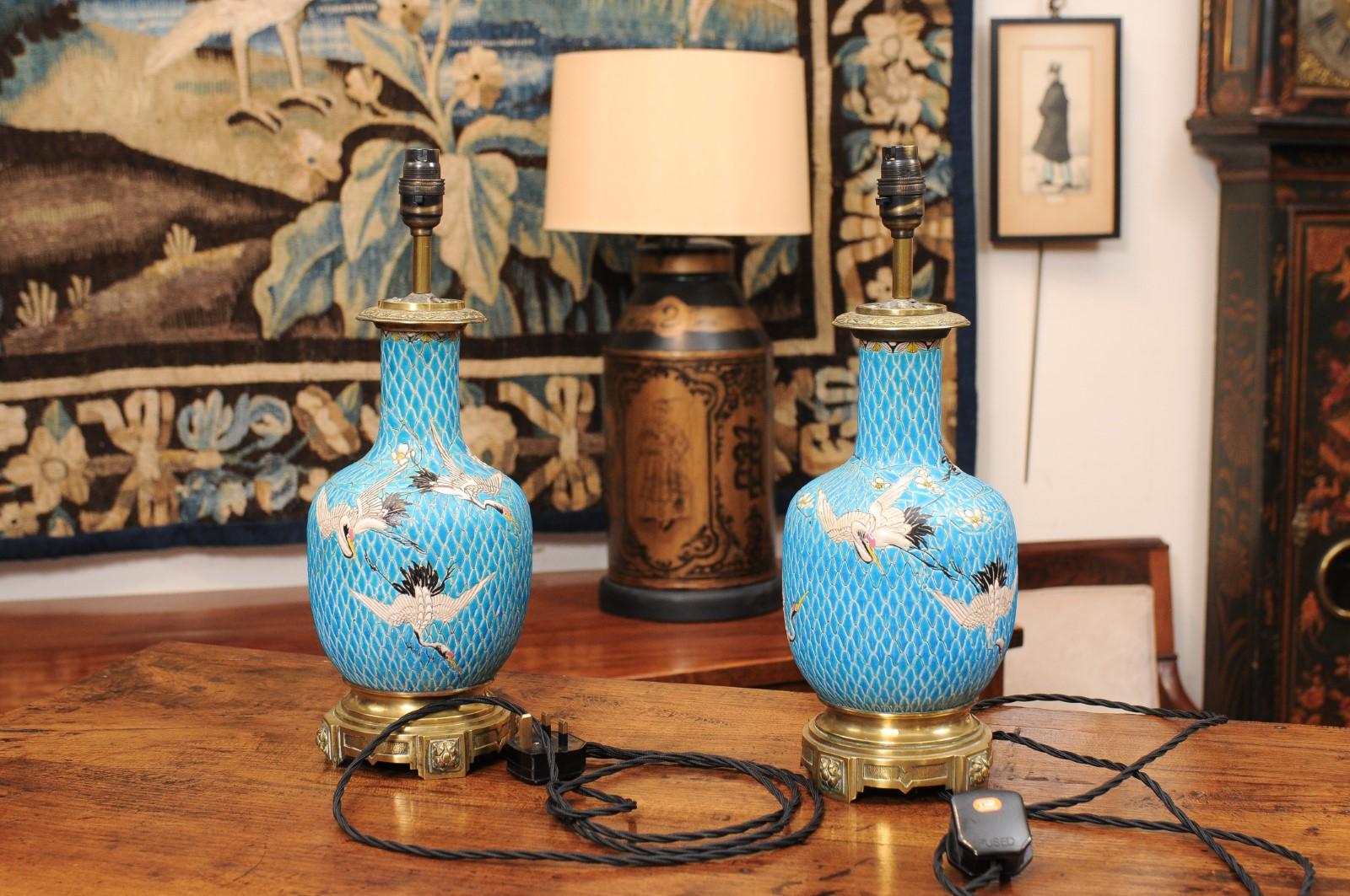 Pareja de jarrones de turquesa del Aesthetic Movement de finales del siglo XIX en venta 1