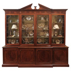 Large 19th Century English Mahogany Breakfront Bookcase