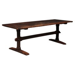 English 19th Century Oak Trestle Dining Table