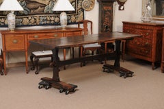 English 19th Century Oak Trestle Dining Table