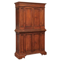 Italian 18th Century 4 Door Cabinet with Paneled Doors and Bracket Feet