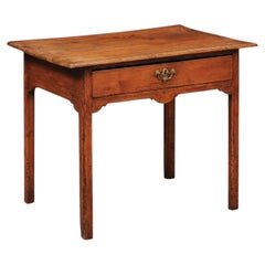 19th Century English Pine Lowboy with Drawer and Square Tapering Legs