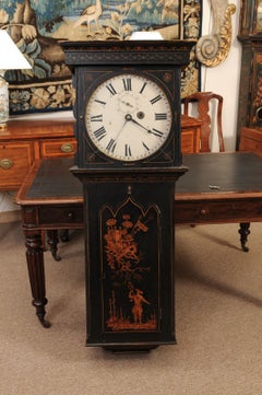 19th Century Chinoiserie Decorated Wall Clock with Enamel Face