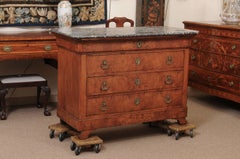 French Early 19th Century Elm Charles X Commode with Grey Marble Top
