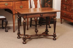 French 19th Century Louis XIV Style Walnut Side Table with Fluted Square Legs