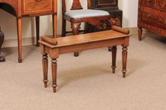 19th Century English Mahogany Hall Bench with Fluted Legs