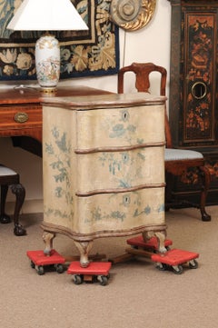 18th Century Italian Serpentine Polychrome Painted Commode