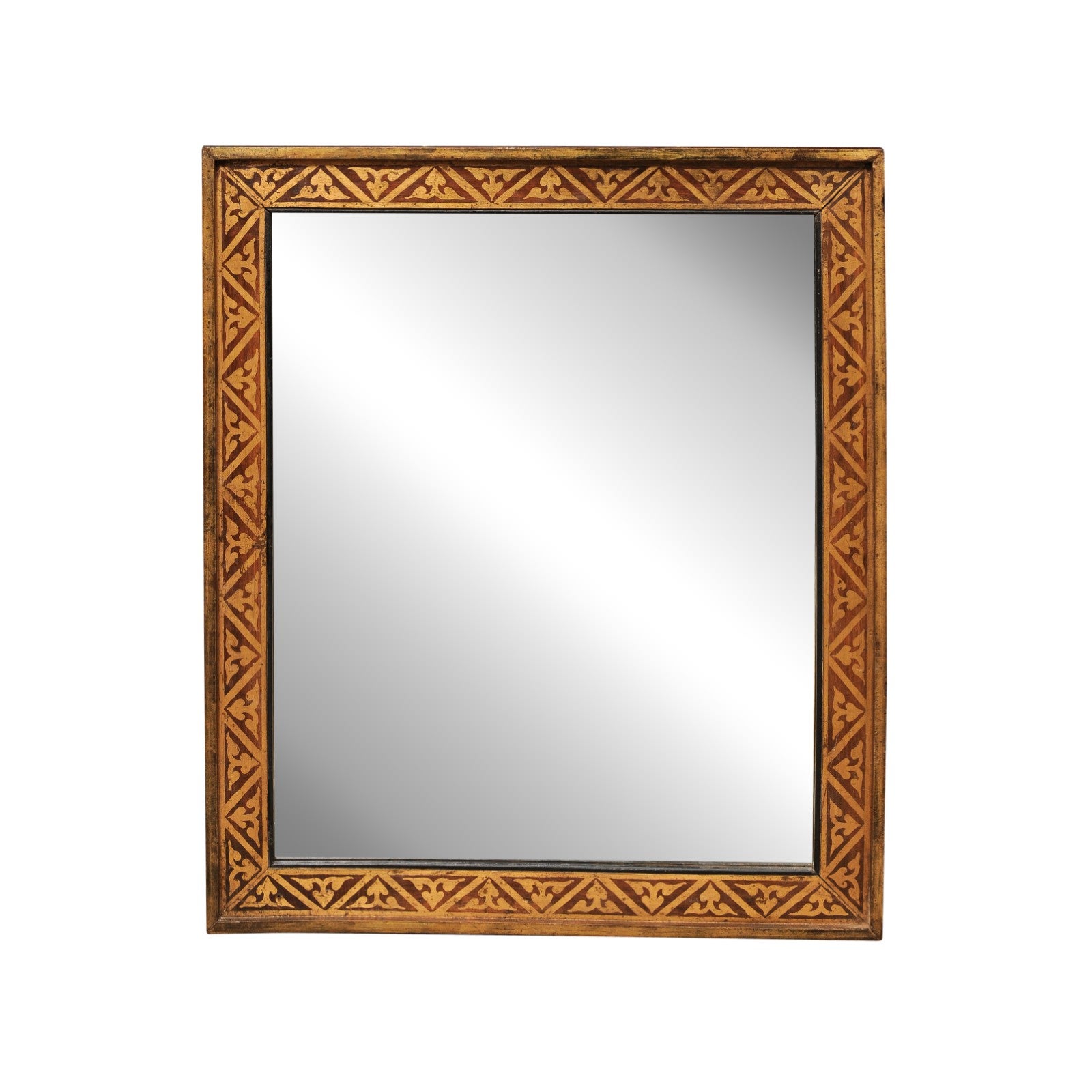 19th Century French Inlaid Wood Rectangular Mirror, Eastern France ca ...