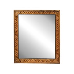 19th Century French Inlaid Wood Rectangular Mirror, Eastern France ca. 1860