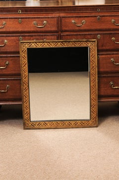 19th Century French Inlaid Wood Rectangular Mirror, Eastern France ca. 1860