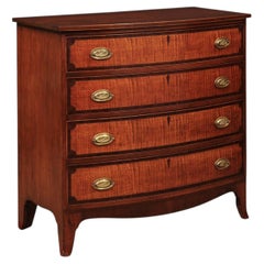American Early 19th Century Federal Bowfront Chest in Mahogany and Maple