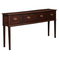 18th Century English Oak Dresser Base with Straight Legs and 4 Drawers
