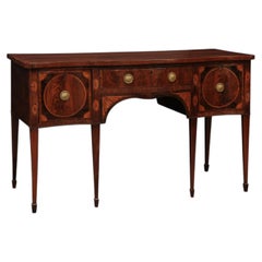 English Late 18th Century George III Serpentine Sideboard w/ Rosewood Crossban