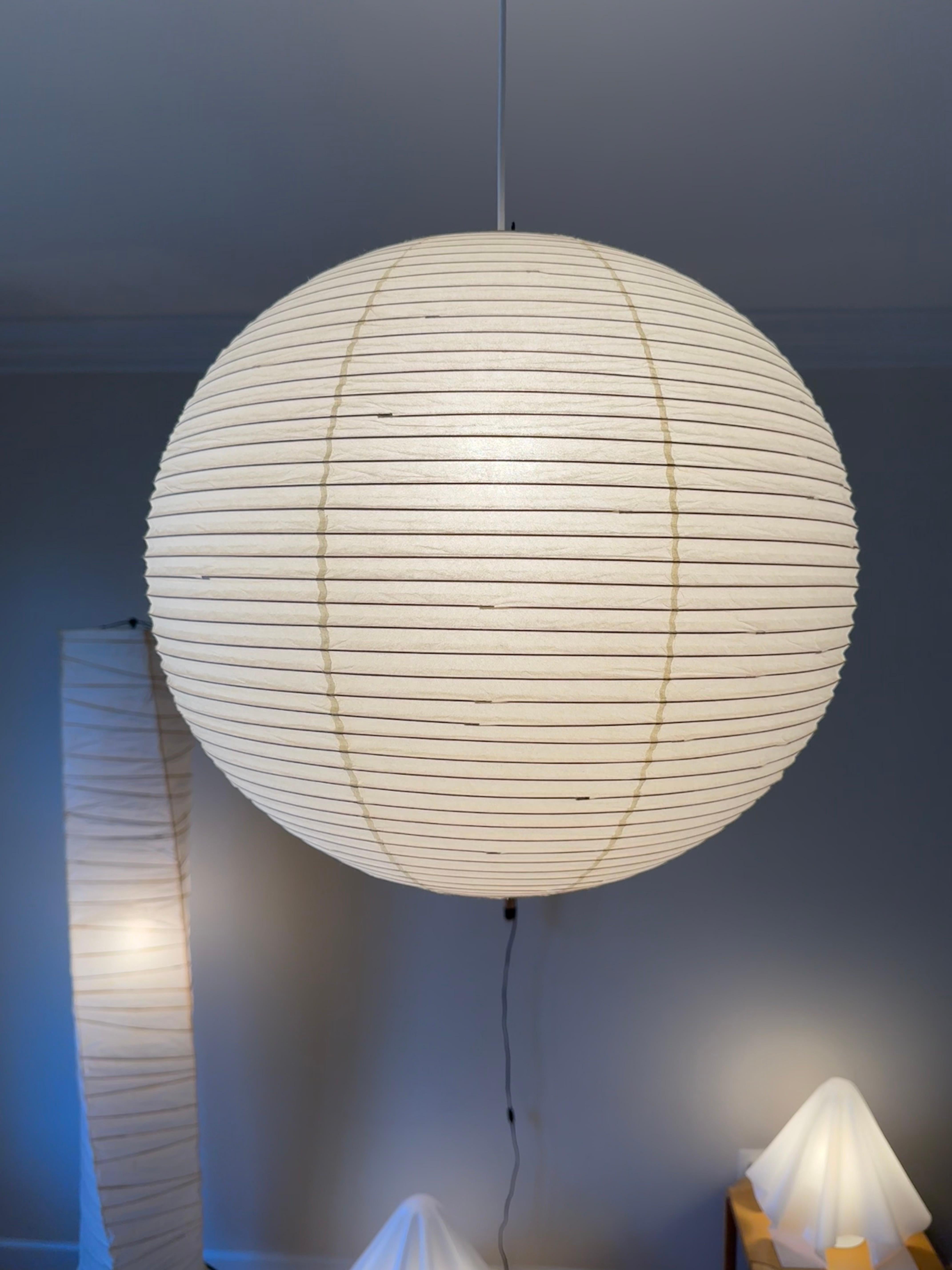 Japanese Isamu Noguchi Akari Light Sculpture, Model 55A Ceiling Lamp For Sale