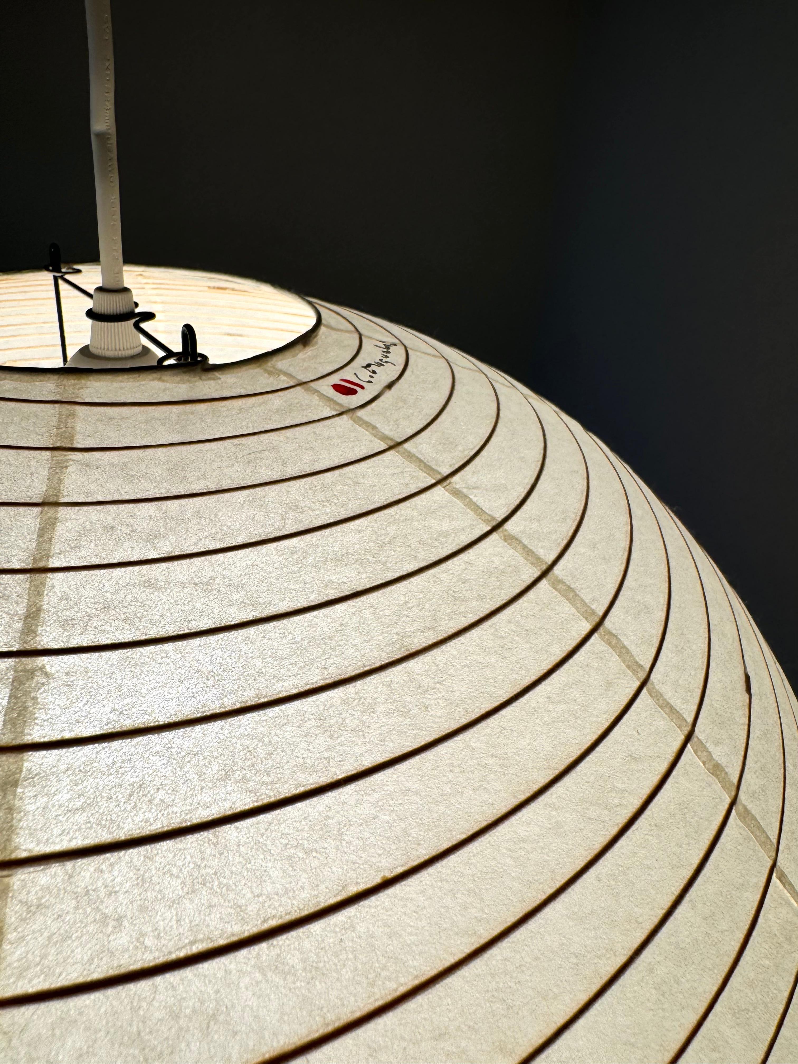 Bamboo Isamu Noguchi Akari Light Sculpture, Model 55A Ceiling Lamp For Sale