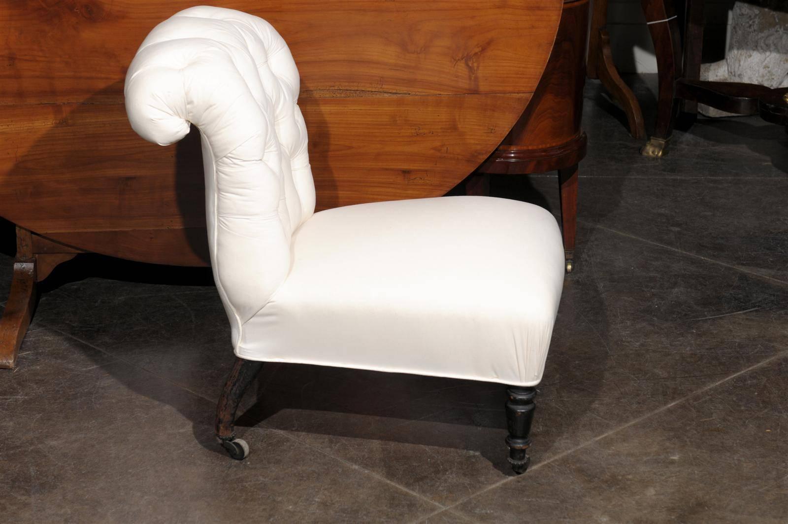  English Tufted Slipper Chair 1