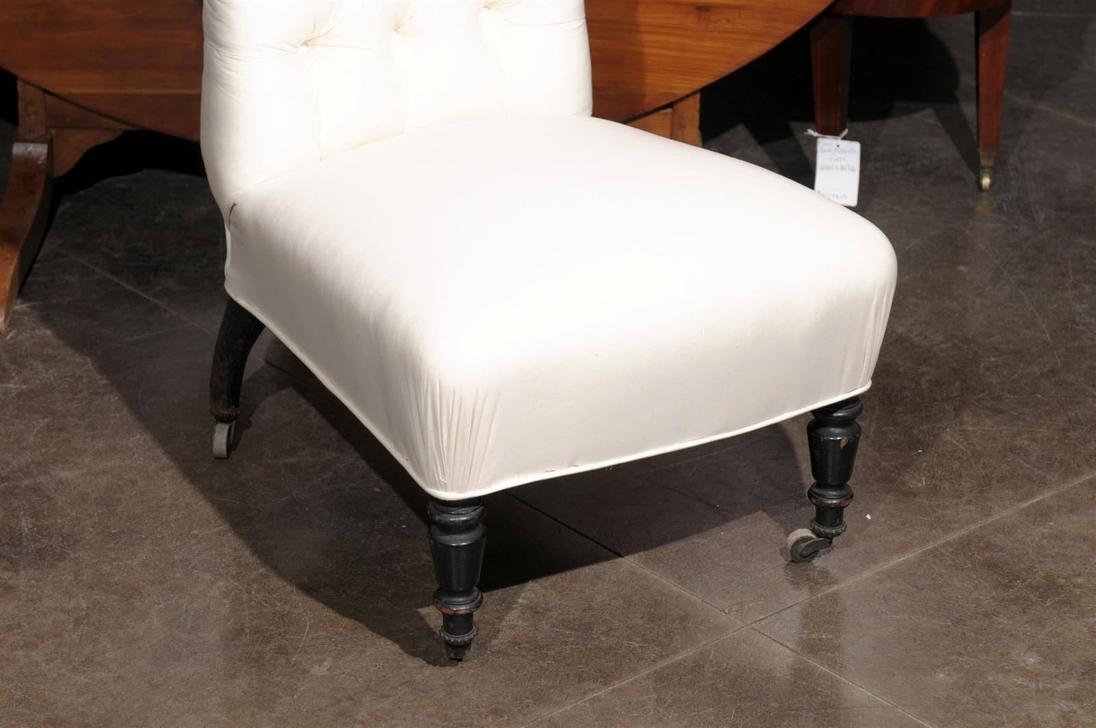  English Tufted Slipper Chair 3