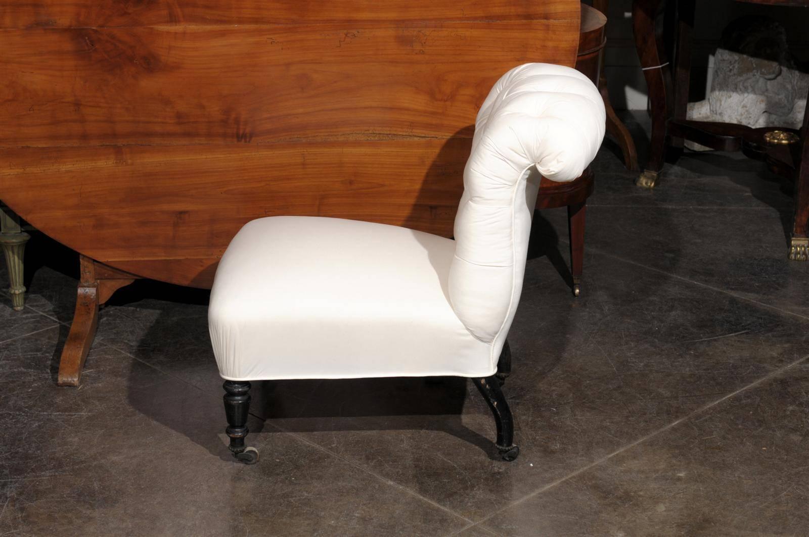  English Tufted Slipper Chair 5