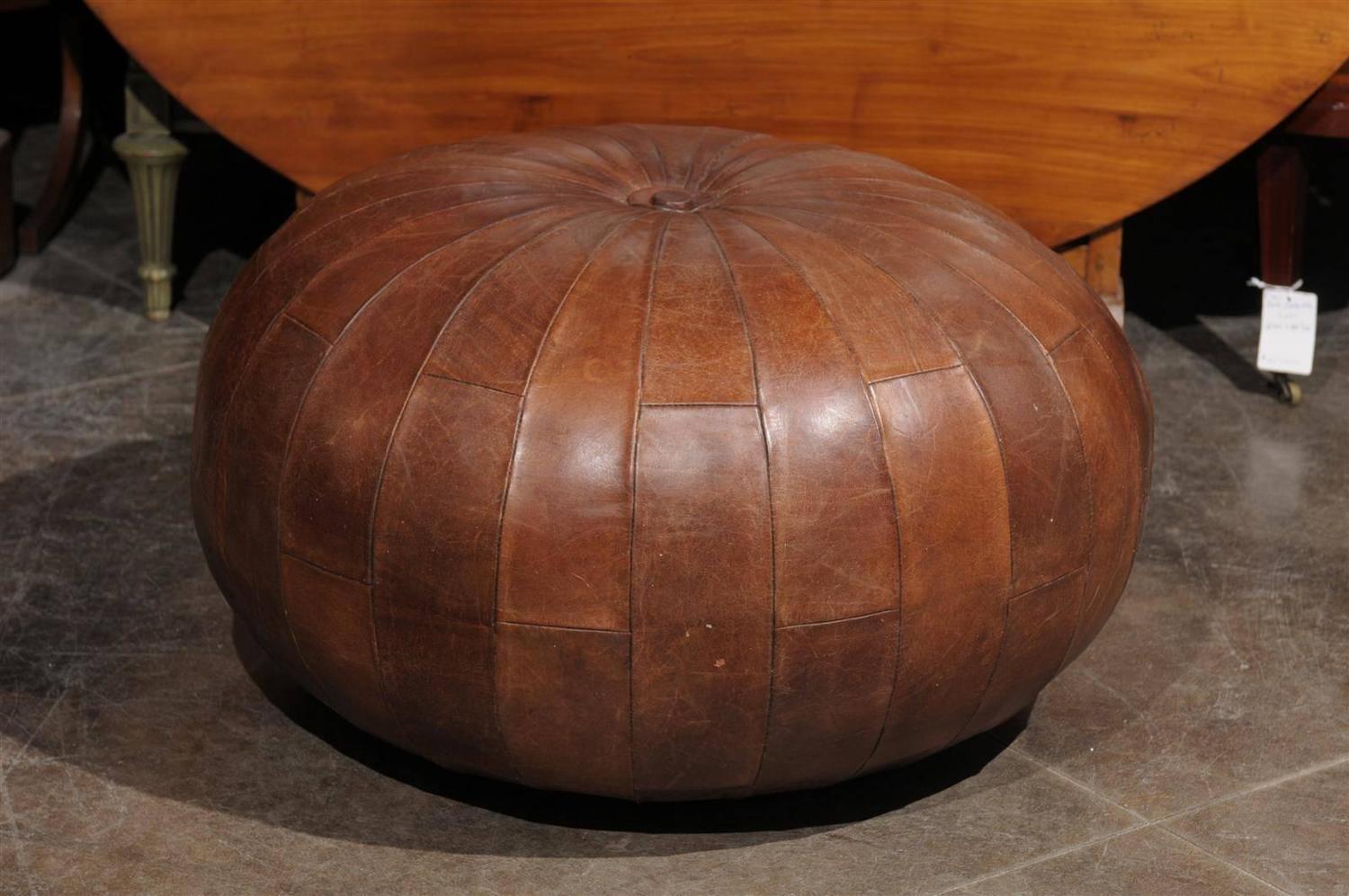 Leather Pouf or Ottoman at 1stdibs