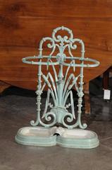 Enameled Iron Umbrella Stand Circa 1930 with Frog and Rush Motifs