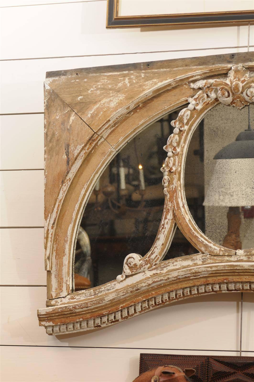 Painted Pair of 19th Century English Architectural Windows with Newly Distressed Mirrors