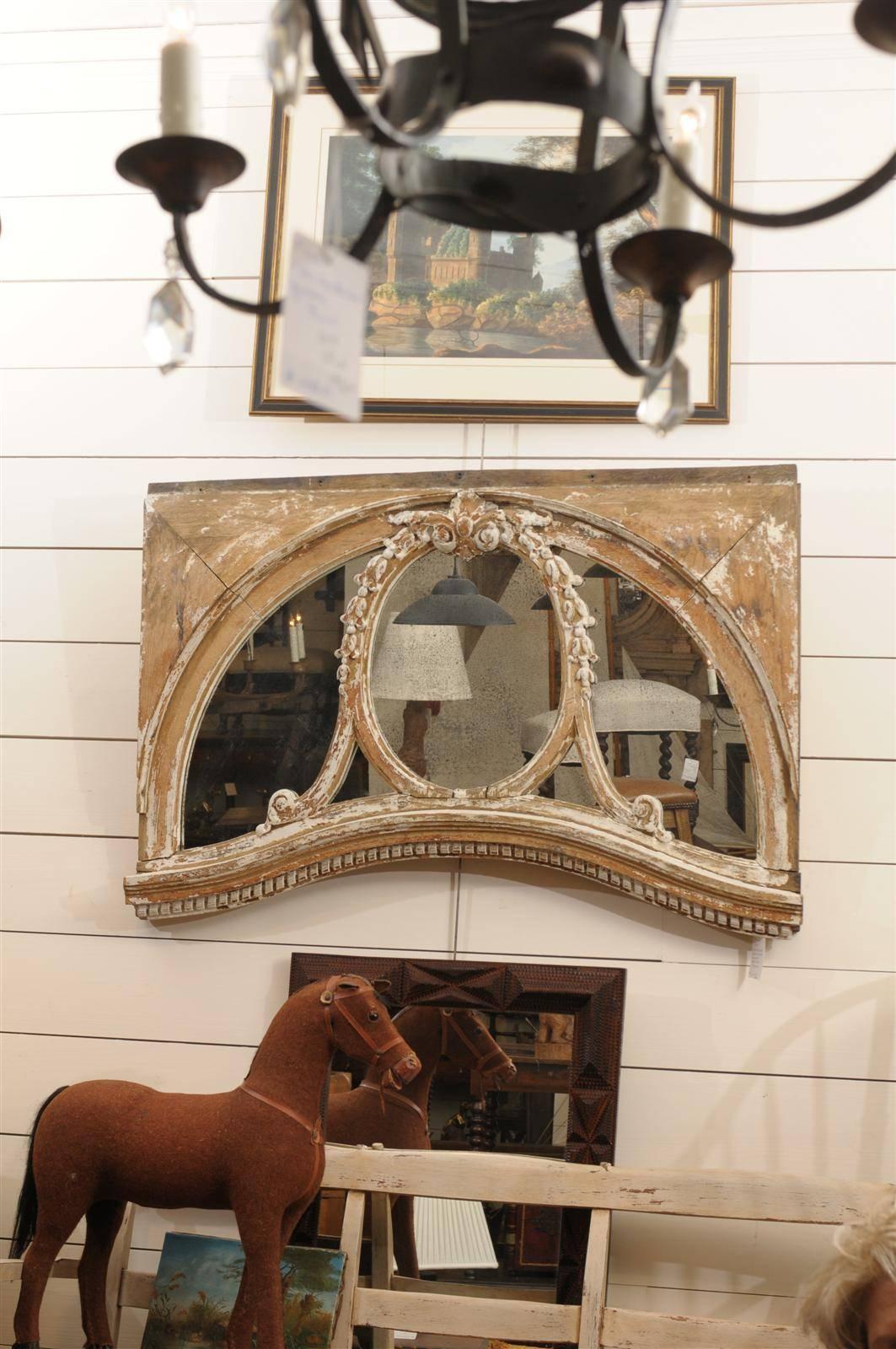 Baroque Pair of 19th Century English Architectural Windows with Newly Distressed Mirrors