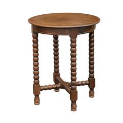 French Bobbin Leg Round Side Table from the Late 19th Century