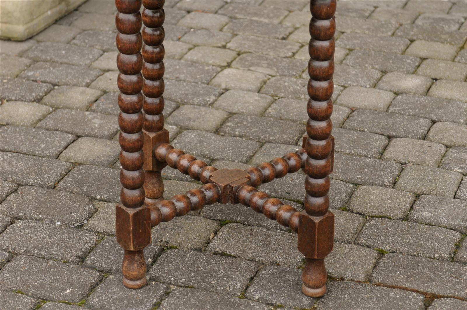 Wood French Bobbin Leg Round Side Table from the Late 19th Century