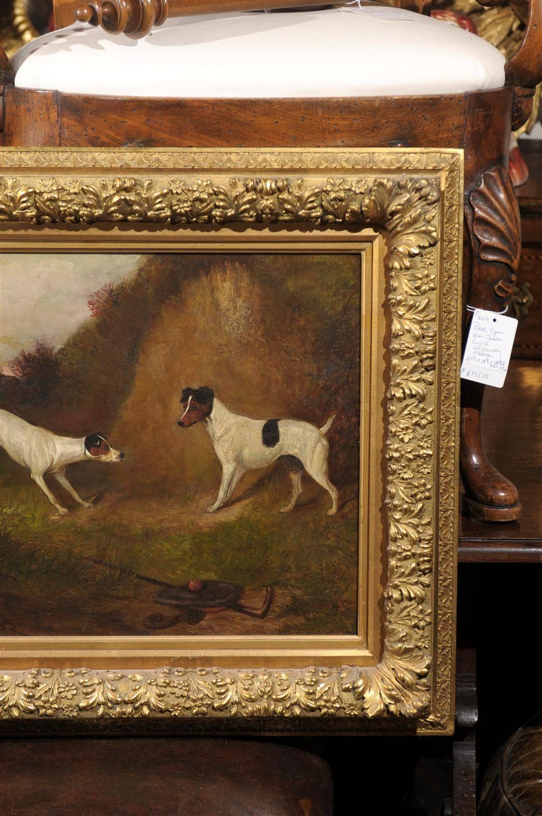 English 19th Century Oil Painting of Terriers Dogs by Artist Colin Graeme Roe 2