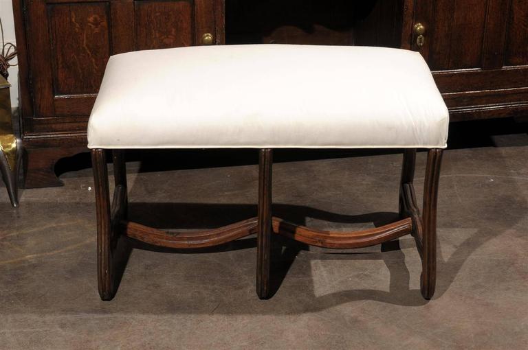 French Upholstered Curved Leg Bench At 1stdibs