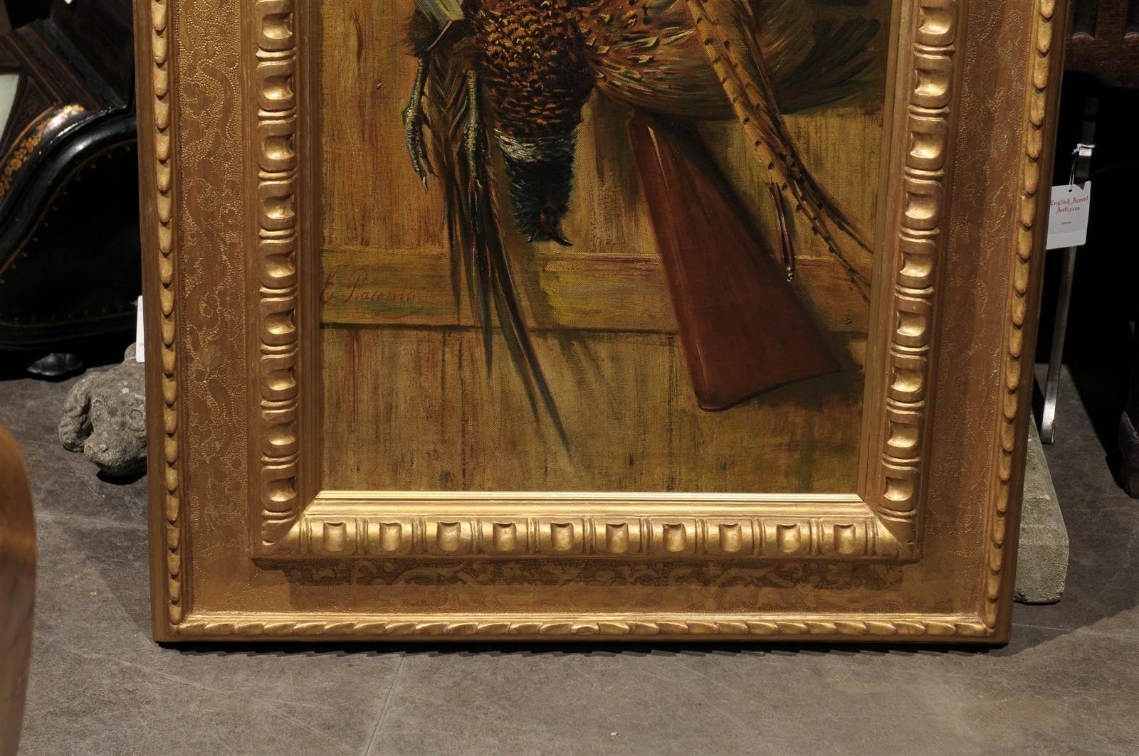 Oil Painting of Game in Gilt Wood Frame 1