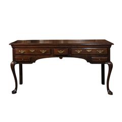 English Mid 19th Century Oak Server with Five Drawers and Cabriole Legs