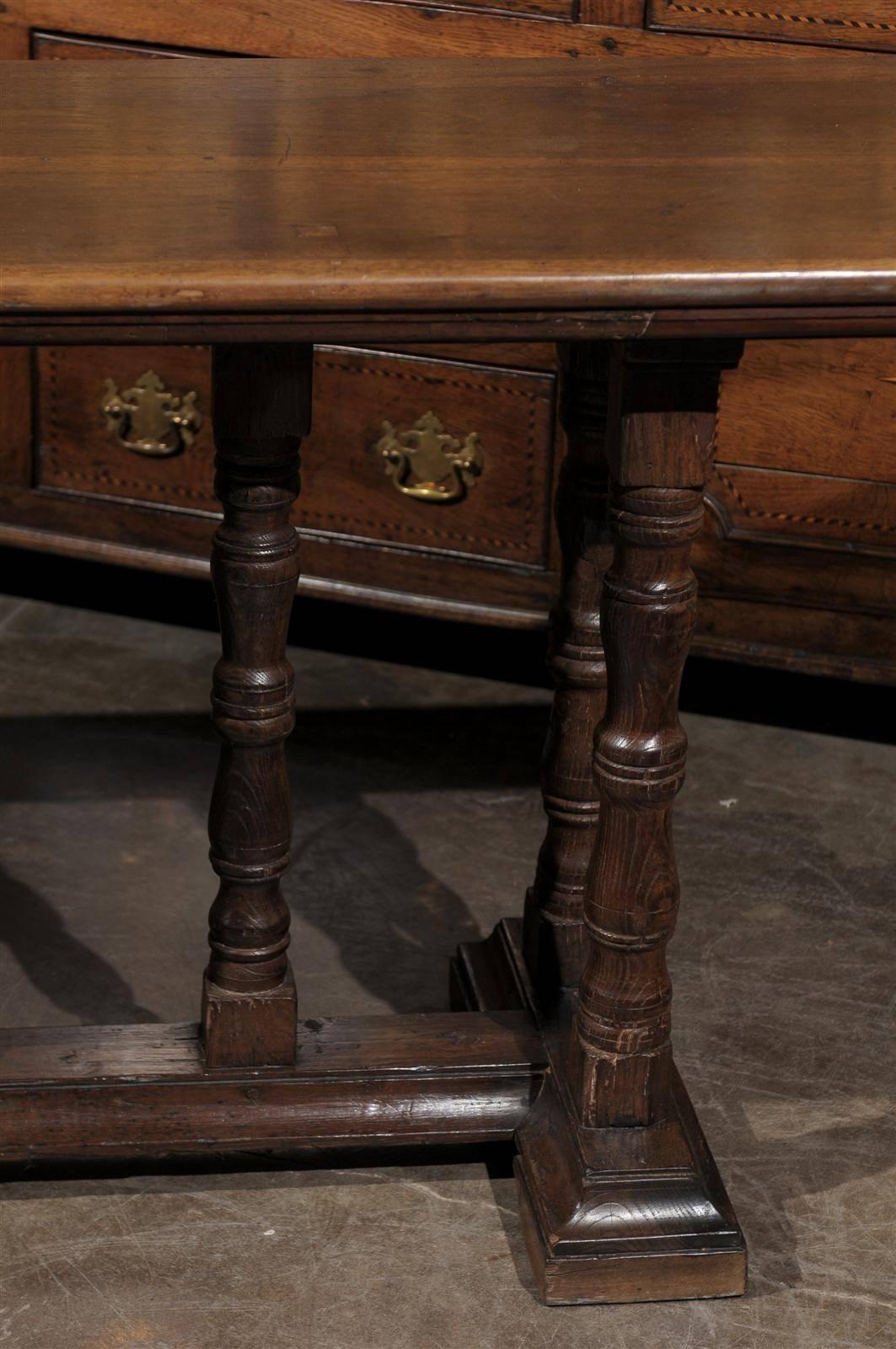 Wood Italian Early 19th Century Walnut Console Table with Unusual Trestle Base