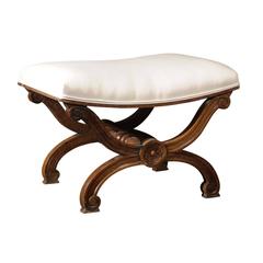 Italian Walnut X-Frame Stool