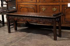 English Oak Carved Bench