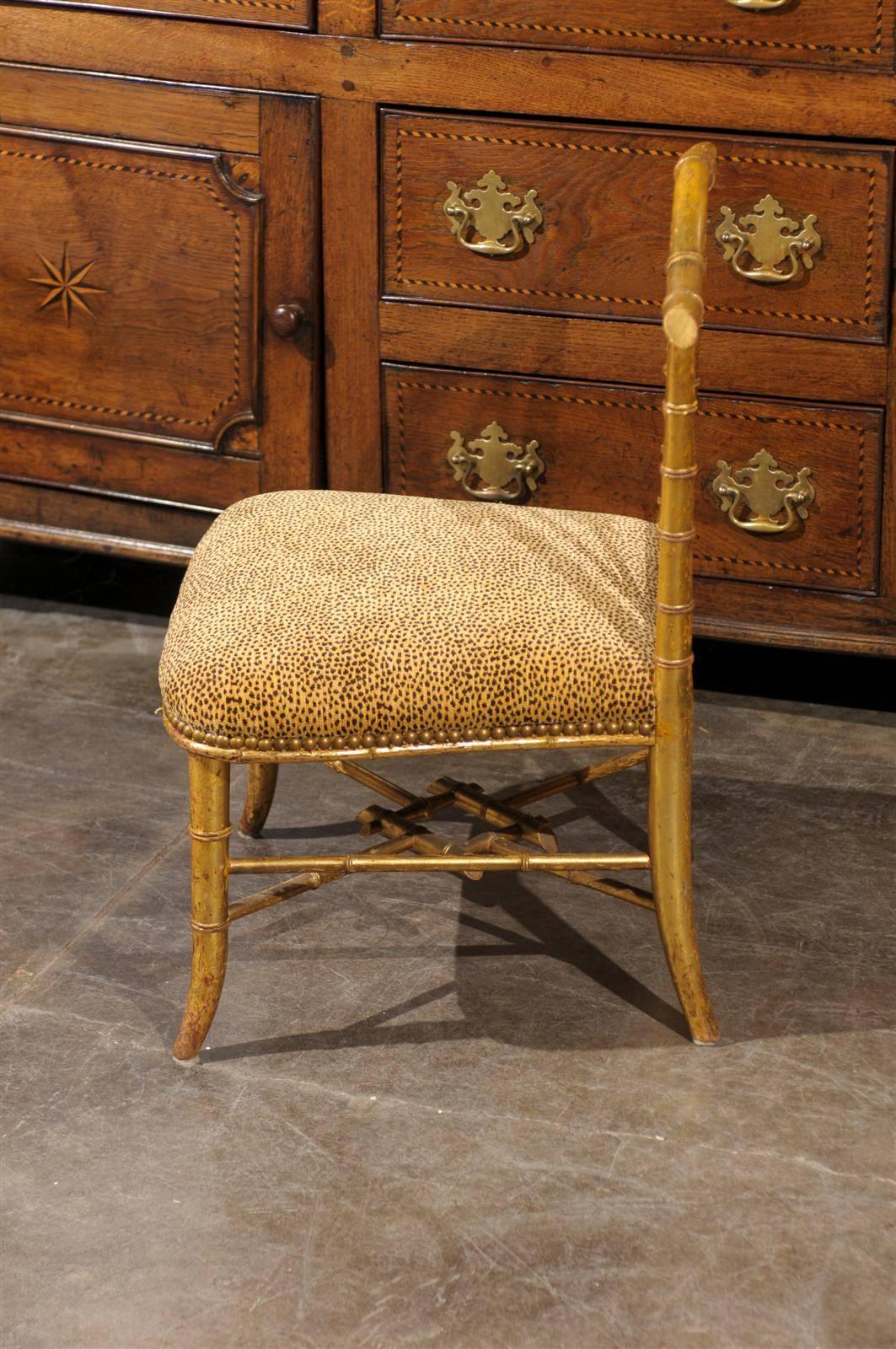 French Chinese Chippendale Style Stool with Back from the 1930s 3