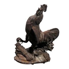 Large Lead Rooster Statue/Sculpture