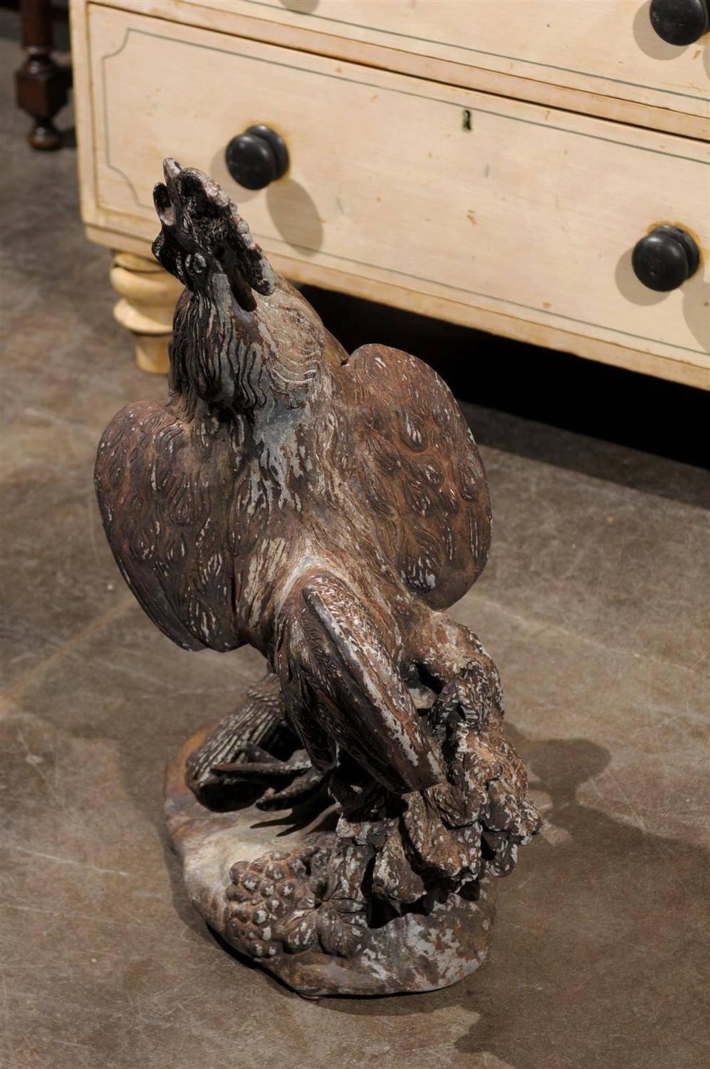 Large Lead Rooster Statue/Sculpture For Sale at 1stdibs