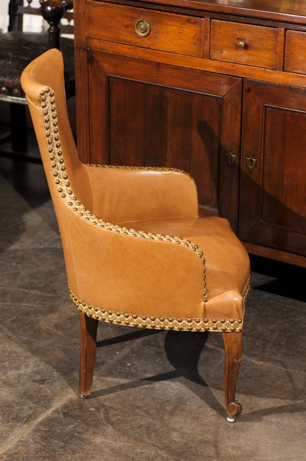 French Leather Slipper Chair 1