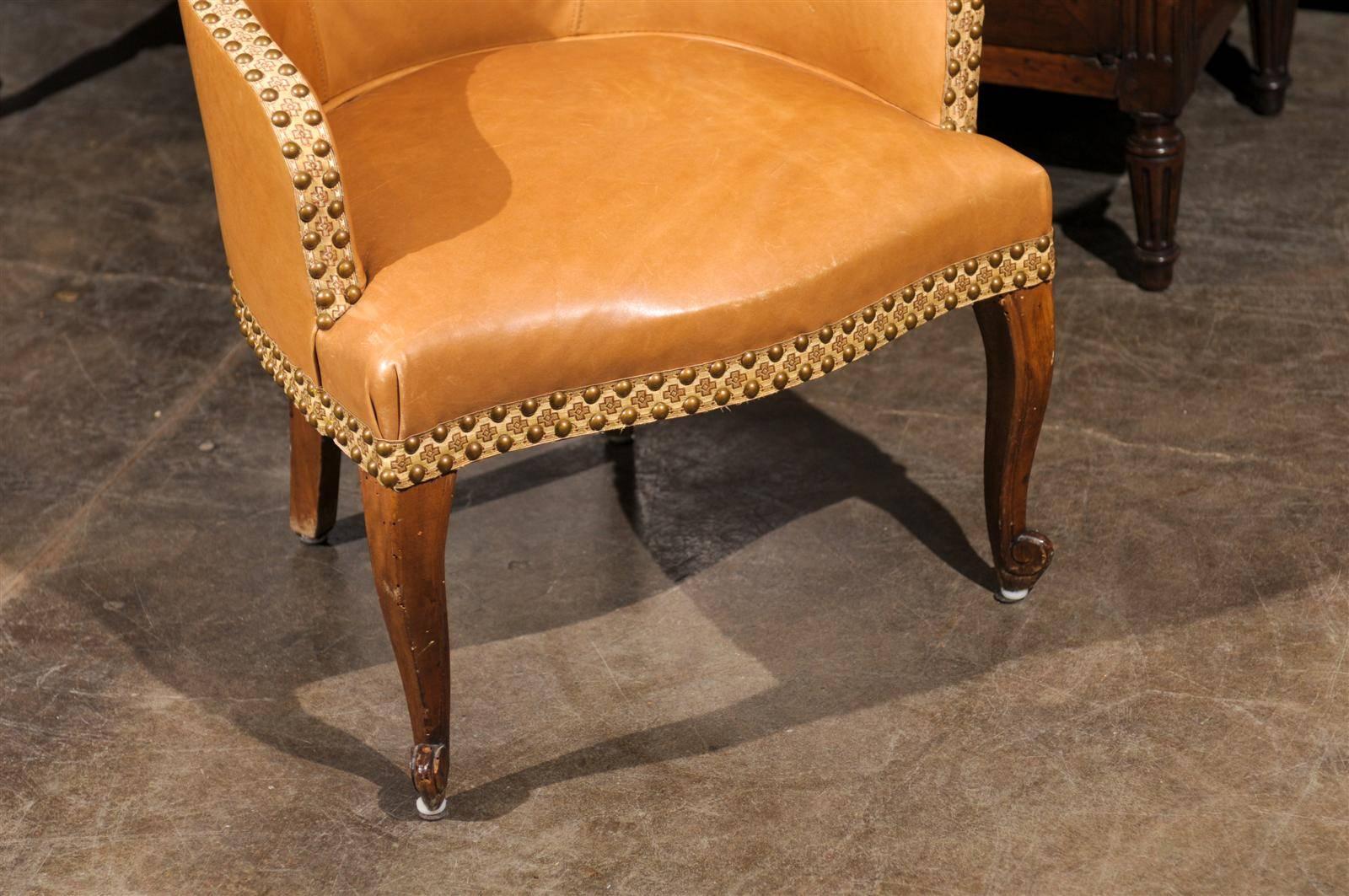 French Leather Slipper Chair 5