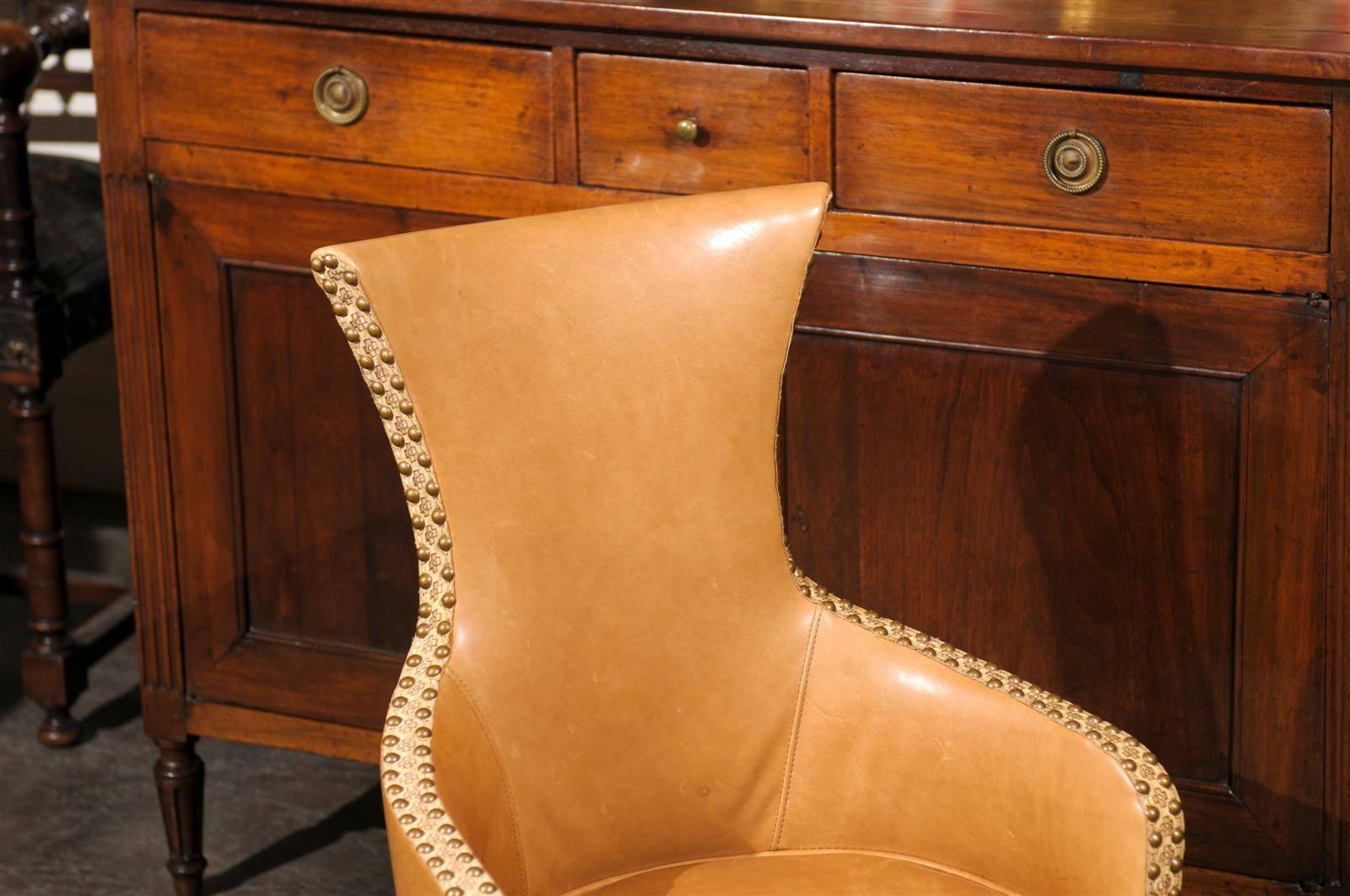 French Leather Slipper Chair 4