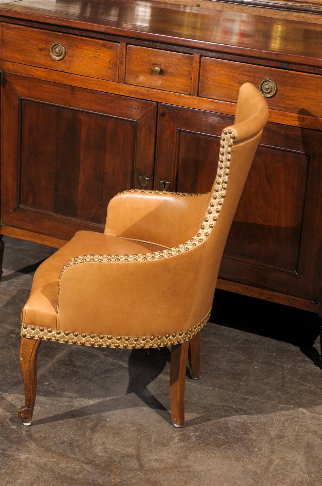 French Leather Slipper Chair 6